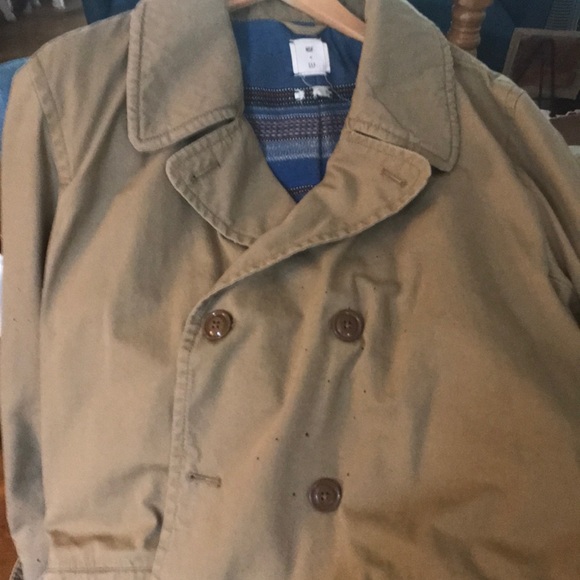 Price Firm! NWT! Men’s GAP Double breasted jkt.Beige Khaki. Plaid Flannel Lining - Picture 2 of 6